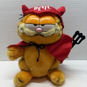 Vtg Garfield Daikin Plush Cat Cartoon Strip Little Devil Horn and Cape NOS